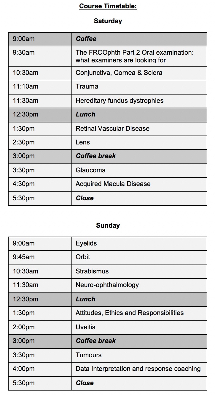 Course Information Oxford Eye Course